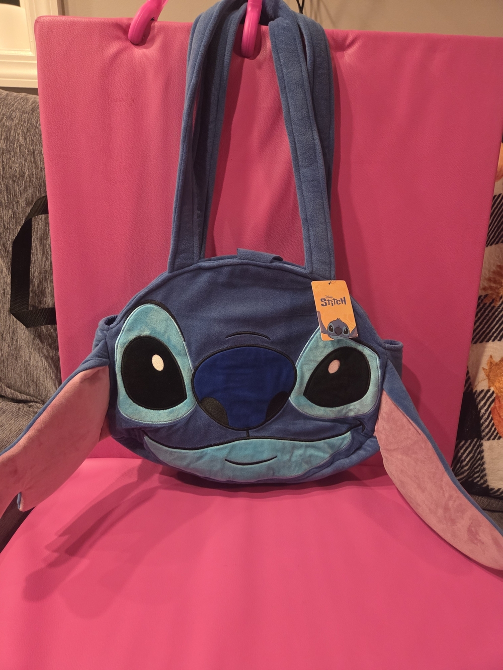 Disney Lilo & Stitch Blue Plush Character Tote Bag